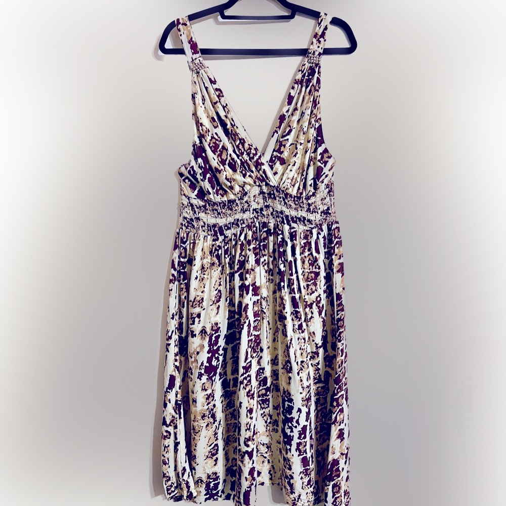 Cassee’s beaded giraffe print maxi dress. Brown and Cream color. Size 3X.